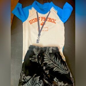 Toddler Boys swim trunks and swim shirt. Size 2T